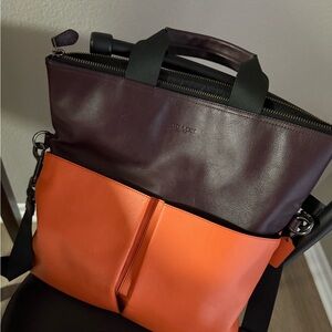 Men’s Coach Stylish Brown and Orange Leather Bag